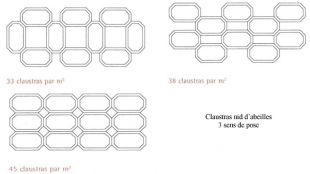 Réalisation avec les claustras nid d'abeille (différents sens de pose)